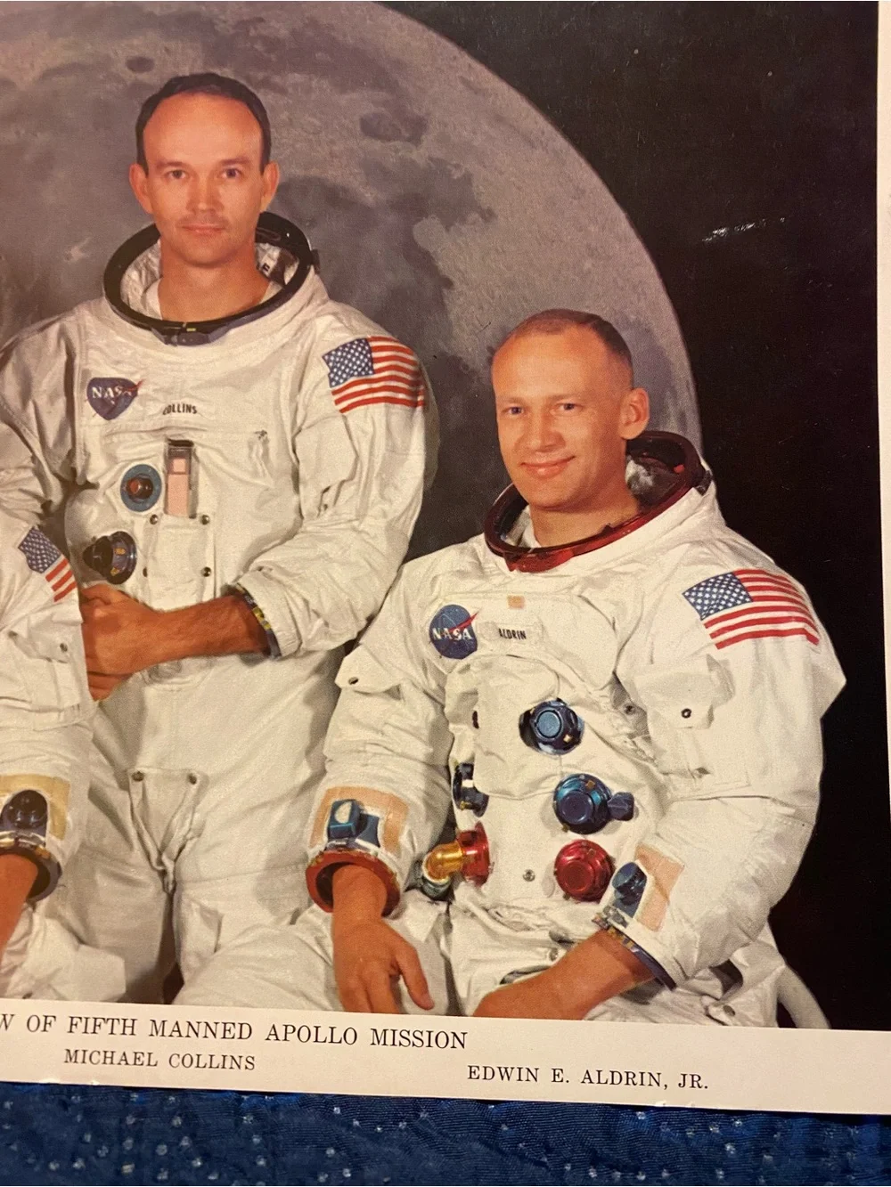 Vintage NASA Apollo 11 Crew Lithograph Print - White Space Suits